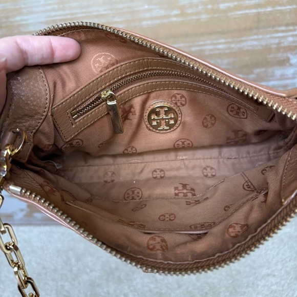 Tory Burch Meyer Leather Crossbody Bag Brown Preppy Classic Casual Gold Hardware - Picture 4 of 12